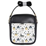 Abstract Seamless Pattern With Cute Houses Trees Road Girls Sling Bag Front