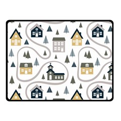 Abstract Seamless Pattern With Cute Houses Trees Road Fleece Blanket (small) by Vaneshart