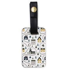 Abstract Seamless Pattern With Cute Houses Trees Road Luggage Tag (one Side) by Vaneshart