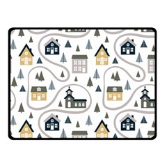 Abstract Seamless Pattern With Cute Houses Trees Road Double Sided Fleece Blanket (small)  by Vaneshart