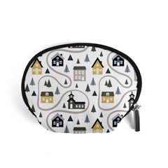 Abstract Seamless Pattern With Cute Houses Trees Road Accessory Pouch (small) by Vaneshart