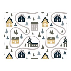 Abstract Seamless Pattern With Cute Houses Trees Road Double Sided Flano Blanket (mini)  by Vaneshart