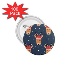 Cute Deer Heads Seamless Pattern Christmas 1 75  Buttons (100 Pack)  by Vaneshart