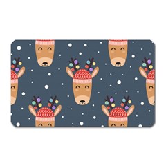 Cute Deer Heads Seamless Pattern Christmas Magnet (rectangular) by Vaneshart