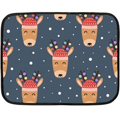 Cute Deer Heads Seamless Pattern Christmas Fleece Blanket (mini) by Vaneshart