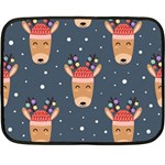 Cute Deer Heads Seamless Pattern Christmas Double Sided Fleece Blanket (Mini)  35 x27  Blanket Front