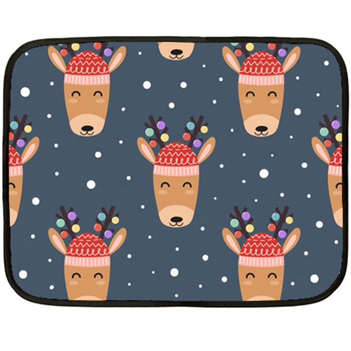 Cute Deer Heads Seamless Pattern Christmas Double Sided Fleece Blanket (Mini) 