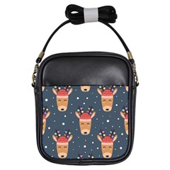 Cute Deer Heads Seamless Pattern Christmas Girls Sling Bag by Vaneshart