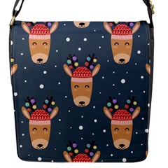 Cute Deer Heads Seamless Pattern Christmas Flap Closure Messenger Bag (s) by Vaneshart