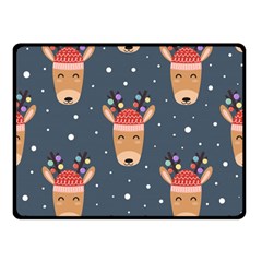 Cute Deer Heads Seamless Pattern Christmas Double Sided Fleece Blanket (small) 