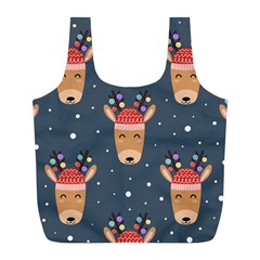 Cute Deer Heads Seamless Pattern Christmas Full Print Recycle Bag (l) by Vaneshart