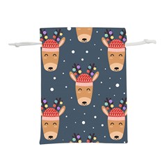 Cute Deer Heads Seamless Pattern Christmas Lightweight Drawstring Pouch (s) by Vaneshart