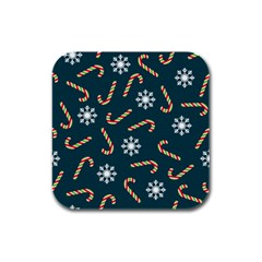 Christmas Seamless Pattern With Candies Snowflakes Rubber Square Coaster (4 Pack)  by Vaneshart