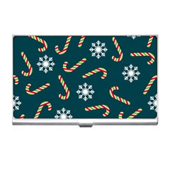 Christmas Seamless Pattern With Candies Snowflakes Business Card Holder by Vaneshart