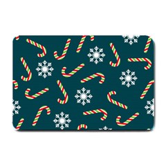 Christmas Seamless Pattern With Candies Snowflakes Small Doormat  by Vaneshart