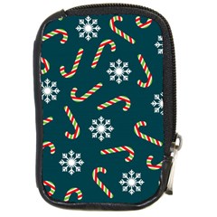 Christmas Seamless Pattern With Candies Snowflakes Compact Camera Leather Case by Vaneshart