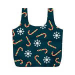 Christmas Seamless Pattern With Candies Snowflakes Full Print Recycle Bag (M) Front