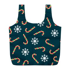 Christmas Seamless Pattern With Candies Snowflakes Full Print Recycle Bag (l) by Vaneshart