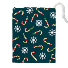 Christmas Seamless Pattern With Candies Snowflakes Drawstring Pouch (5xl) by Vaneshart