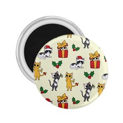 Christmas Funny Pattern Cat 2 25  Magnets by Vaneshart