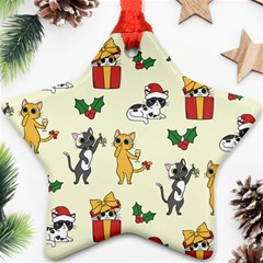 Christmas Funny Pattern Cat Ornament (star) by Vaneshart