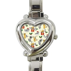 Christmas Funny Pattern Cat Heart Italian Charm Watch by Vaneshart