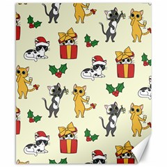 Christmas Funny Pattern Cat Canvas 8  X 10  by Vaneshart