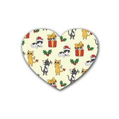 Christmas Funny Pattern Cat Heart Coaster (4 Pack)  by Vaneshart