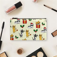 Christmas Funny Pattern Cat Cosmetic Bag (small) by Vaneshart