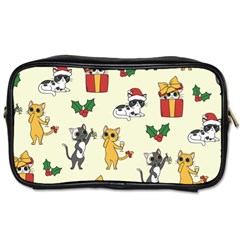 Christmas Funny Pattern Cat Toiletries Bag (two Sides) by Vaneshart