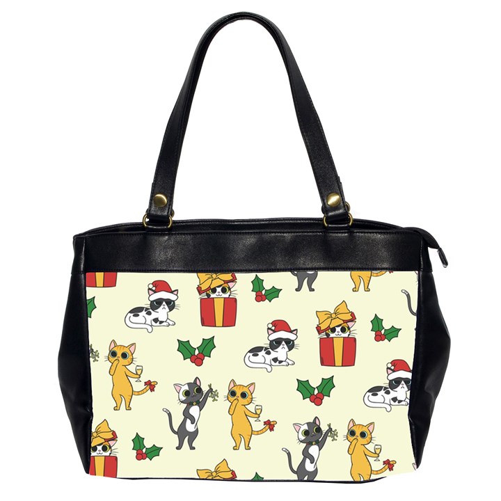 Christmas Funny Pattern Cat Oversize Office Handbag (2 Sides)