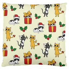 Christmas Funny Pattern Cat Large Cushion Case (one Side) by Vaneshart