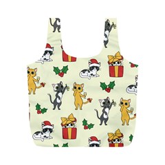 Christmas Funny Pattern Cat Full Print Recycle Bag (m) by Vaneshart