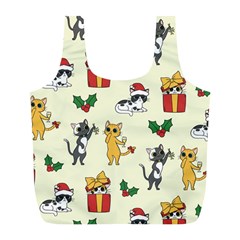 Christmas Funny Pattern Cat Full Print Recycle Bag (l) by Vaneshart