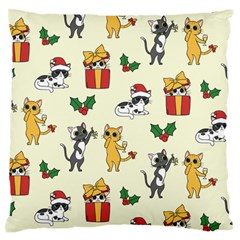 Christmas Funny Pattern Cat Large Flano Cushion Case (one Side) by Vaneshart