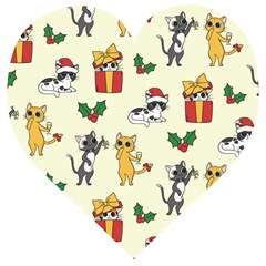 Christmas Funny Pattern Cat Wooden Puzzle Heart by Vaneshart