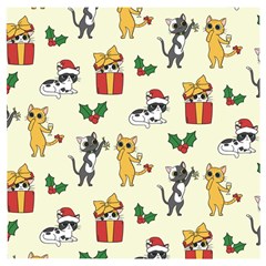 Christmas Funny Pattern Cat Wooden Puzzle Square by Vaneshart