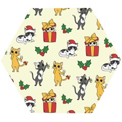 Christmas Funny Pattern Cat Wooden Puzzle Hexagon