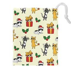 Christmas Funny Pattern Cat Drawstring Pouch (4xl) by Vaneshart