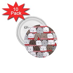 Cute Adorable Bear Merry Christmas Happy New Year Cartoon Doodle Seamless Pattern 1 75  Buttons (10 Pack) by Vaneshart