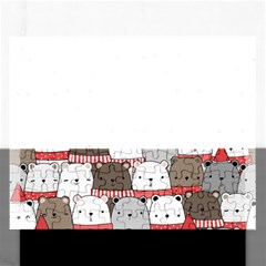 Cute Adorable Bear Merry Christmas Happy New Year Cartoon Doodle Seamless Pattern Rectangular Jigsaw Puzzl by Vaneshart