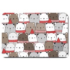 Cute Adorable Bear Merry Christmas Happy New Year Cartoon Doodle Seamless Pattern Large Doormat  by Vaneshart