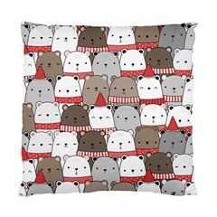 Cute Adorable Bear Merry Christmas Happy New Year Cartoon Doodle Seamless Pattern Standard Cushion Case (two Sides) by Vaneshart