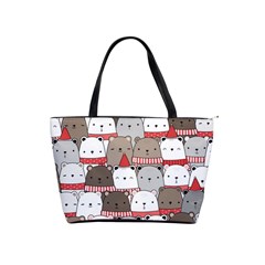 Cute Adorable Bear Merry Christmas Happy New Year Cartoon Doodle Seamless Pattern Classic Shoulder Handbag by Vaneshart