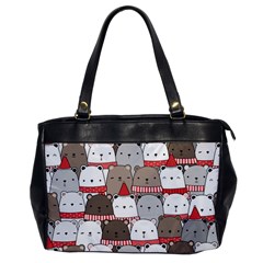 Cute Adorable Bear Merry Christmas Happy New Year Cartoon Doodle Seamless Pattern Oversize Office Handbag by Vaneshart