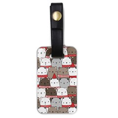 Cute Adorable Bear Merry Christmas Happy New Year Cartoon Doodle Seamless Pattern Luggage Tag (one Side) by Vaneshart