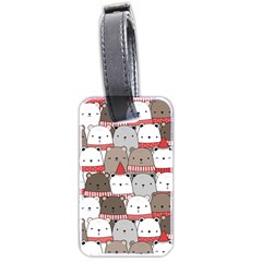 Cute Adorable Bear Merry Christmas Happy New Year Cartoon Doodle Seamless Pattern Luggage Tag (two Sides) by Vaneshart