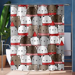 Cute Adorable Bear Merry Christmas Happy New Year Cartoon Doodle Seamless Pattern Shower Curtain 60  X 72  (medium)  by Vaneshart