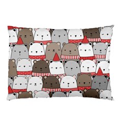 Cute Adorable Bear Merry Christmas Happy New Year Cartoon Doodle Seamless Pattern Pillow Case (two Sides) by Vaneshart