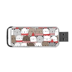 Cute Adorable Bear Merry Christmas Happy New Year Cartoon Doodle Seamless Pattern Portable Usb Flash (two Sides) by Vaneshart